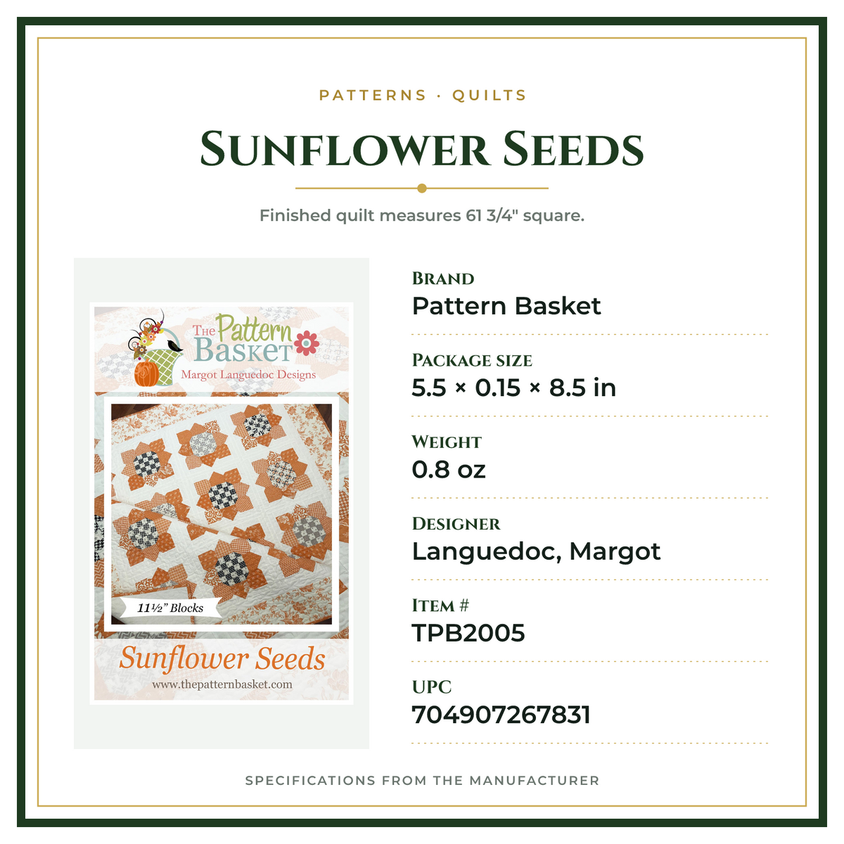 Product Specifications – Sunflower Seeds