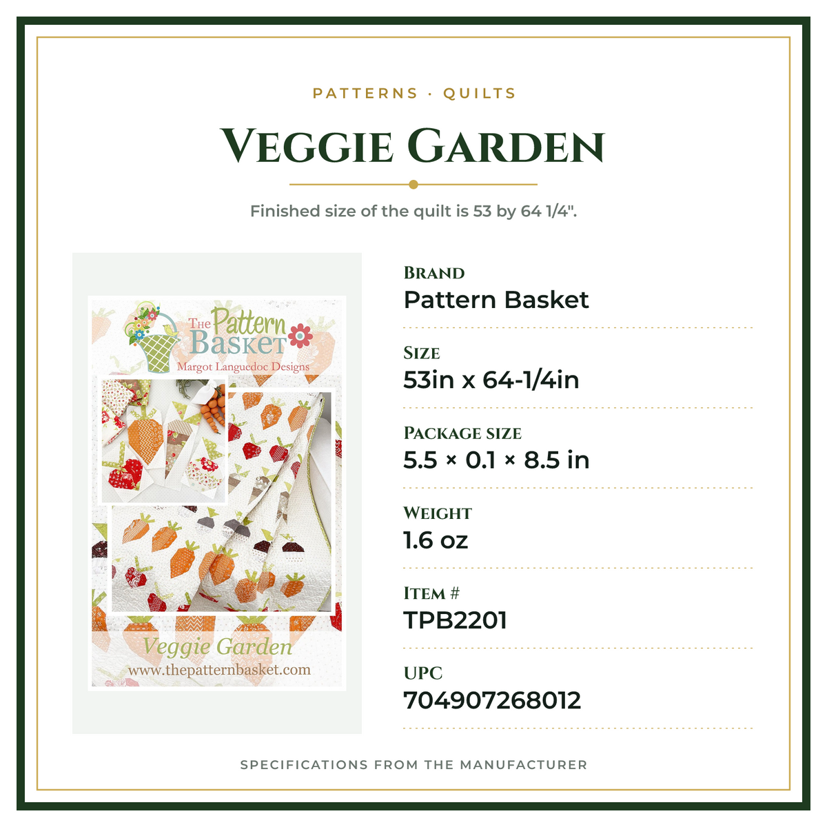 Product Specifications – Veggie Garden