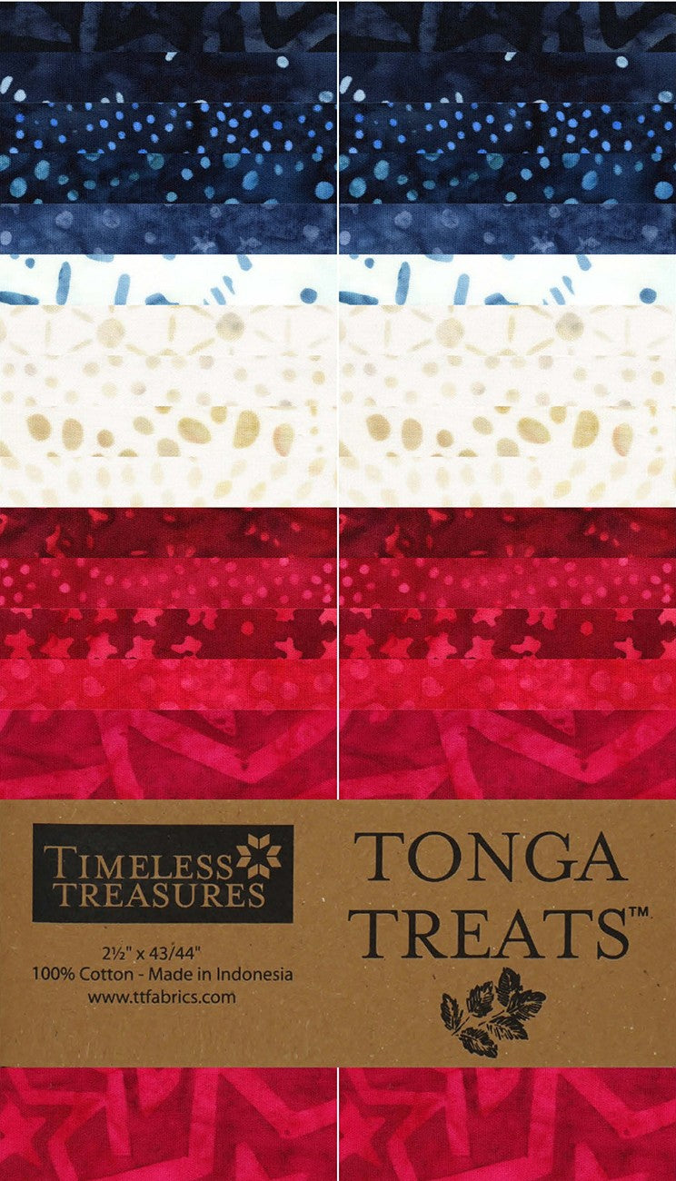 2.5in Strips Tonga Batik Patriot's Pride, 40pcs/bundle
