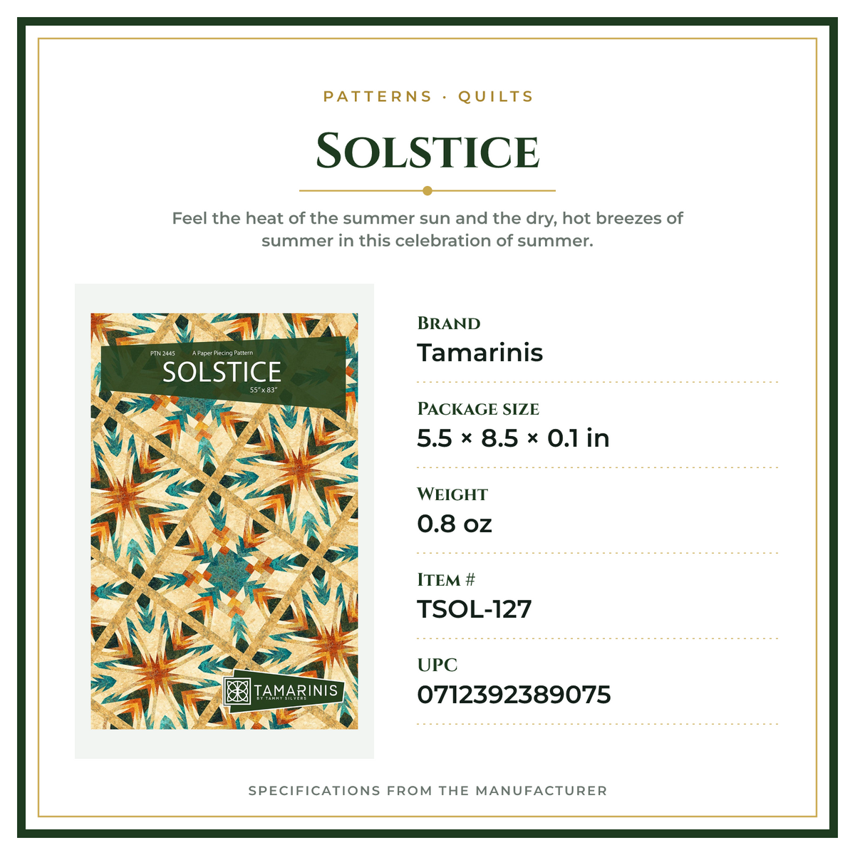 Product Specifications – Solstice