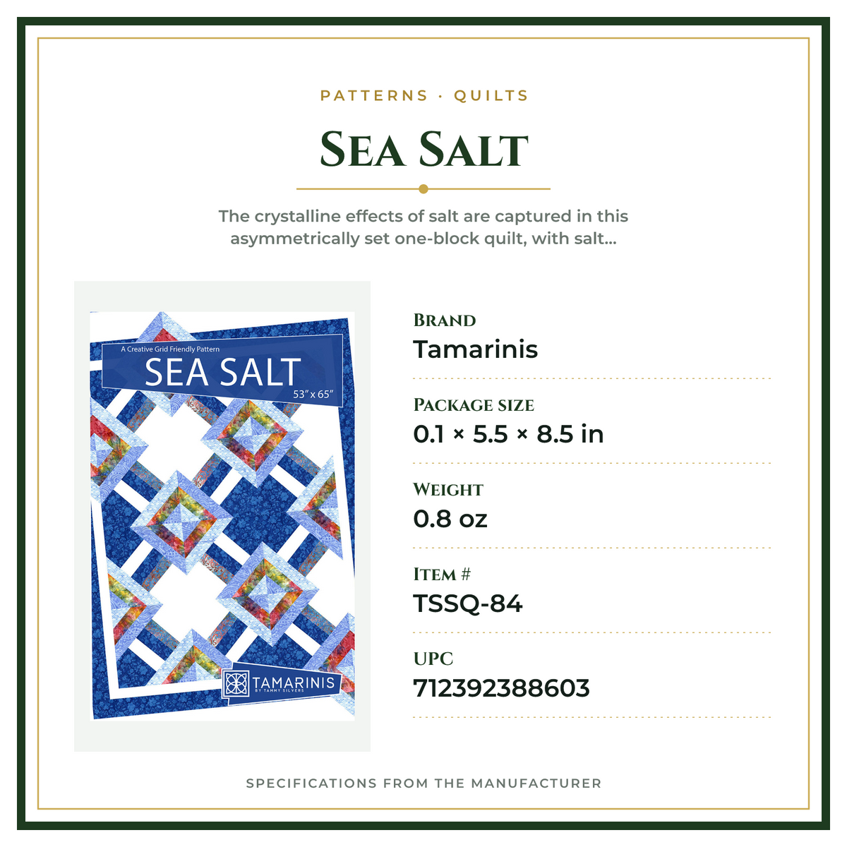 Product Specifications – Sea Salt