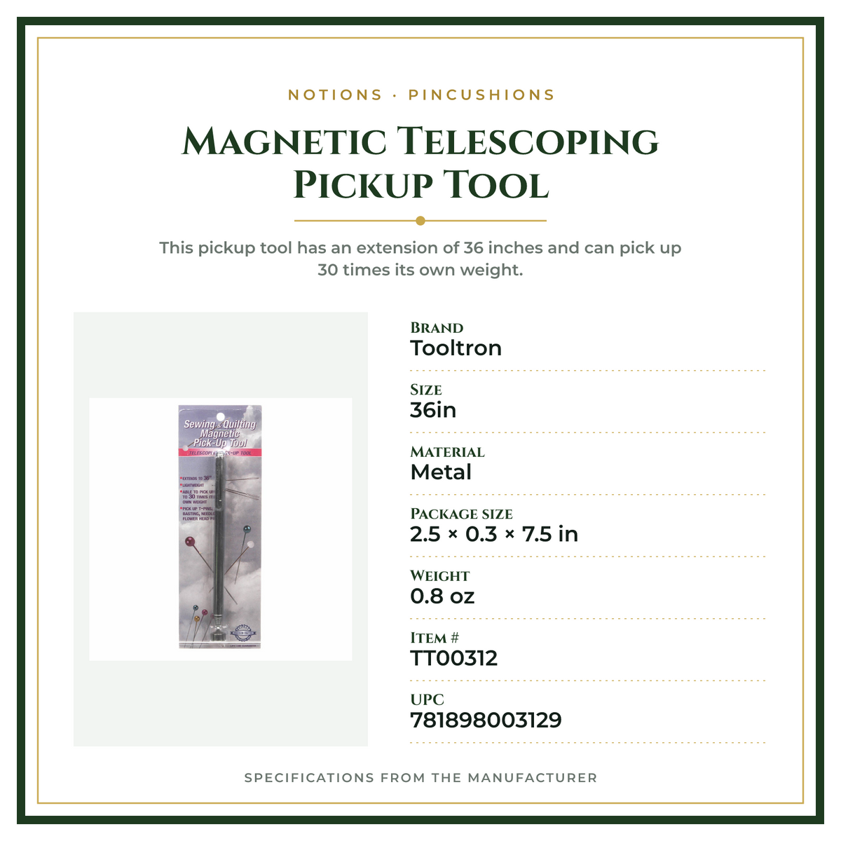 Product Specifications – Magnetic Telescoping Pickup Tool