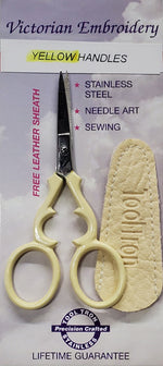 Victorian Scissors Yellow Handle with Sheath