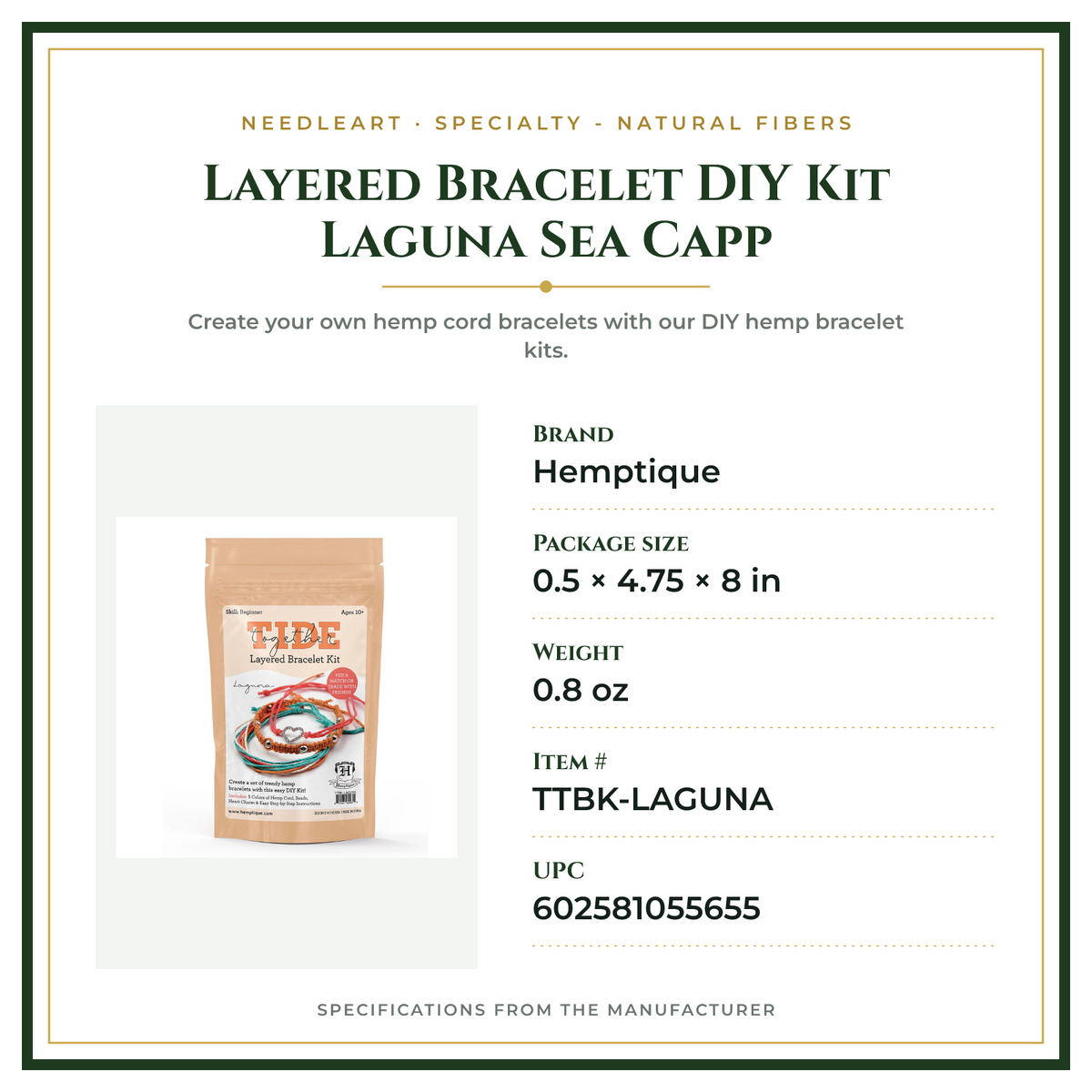 Product Specifications – Layered Bracelet DIY Kit Laguna Sea Capp