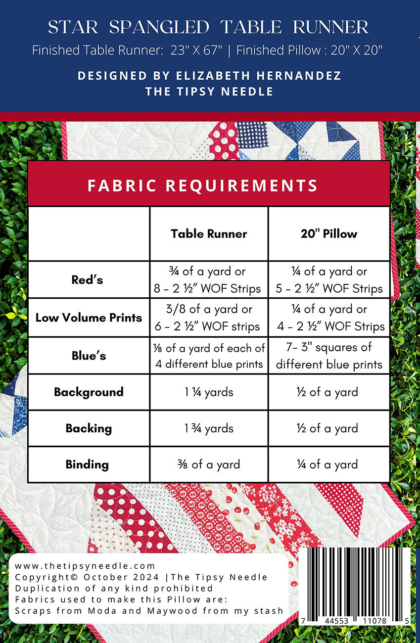 Star Spangled Table Runner and Pillow