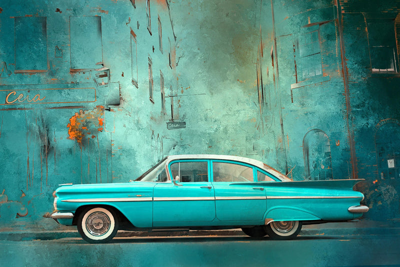 Cruisin' Turquoise Chevy Car Panel 24in x 16in