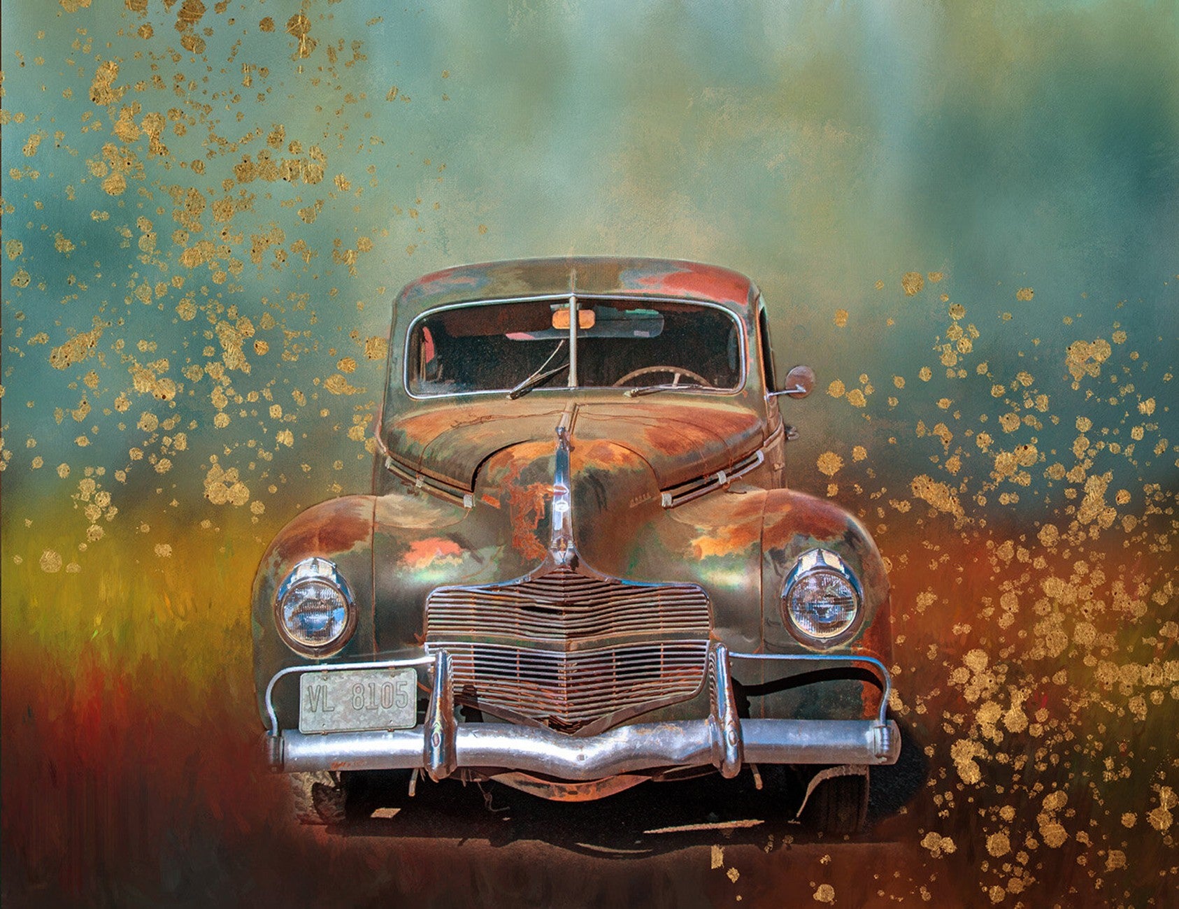 Patina Vintage Car 24in x 18in