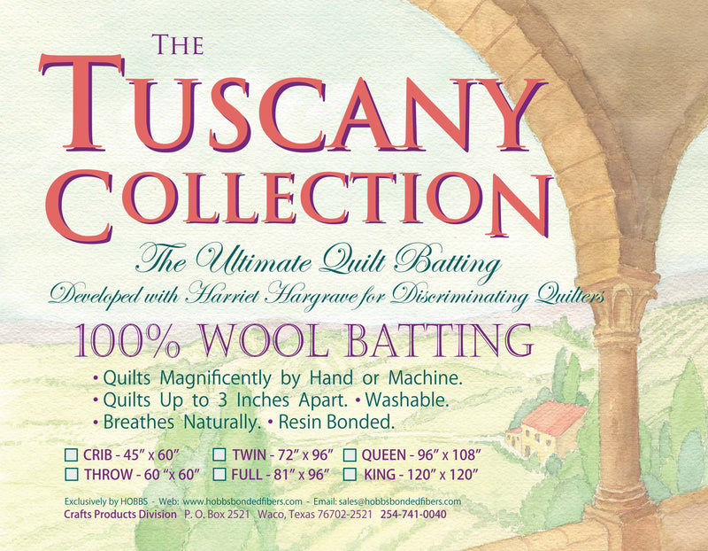 Batting Tuscany 100% Washable Wool 96in x 108in Queen
