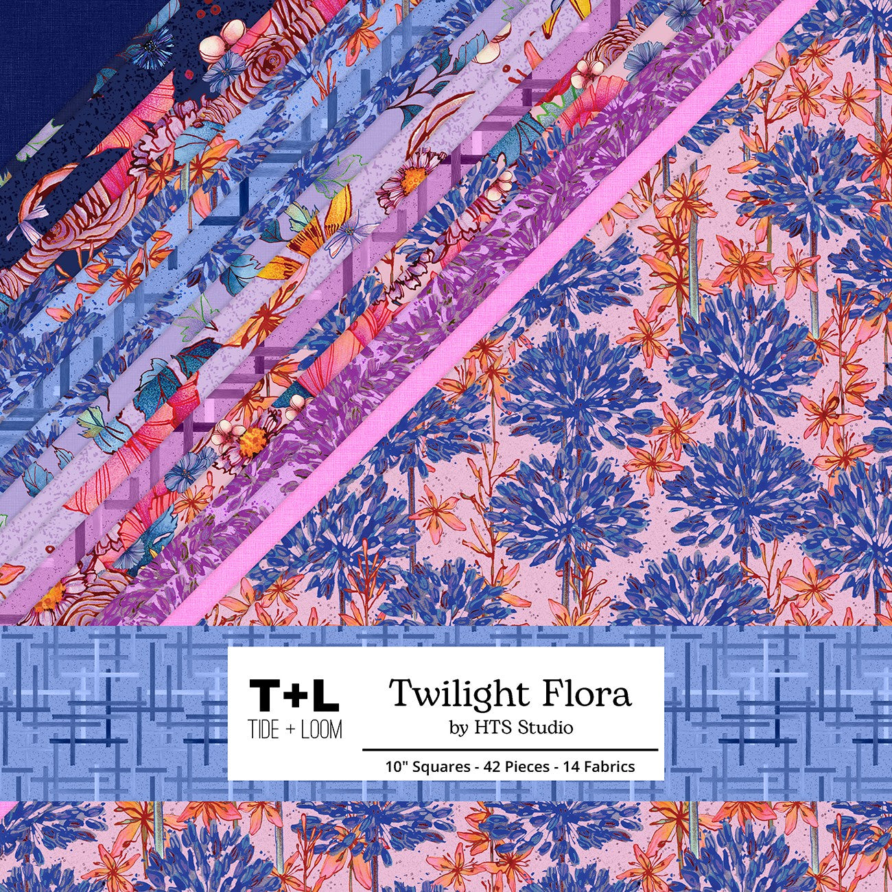 10in Squares, Twilight Flora, 42pcs, 2-4 Pieces of Each Print