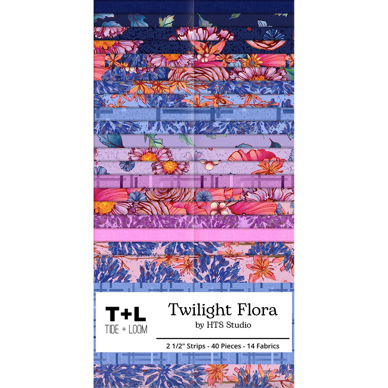 2.5in Strips, Twilight Flora, 40pcs, 2-4 Pieces of Each Print