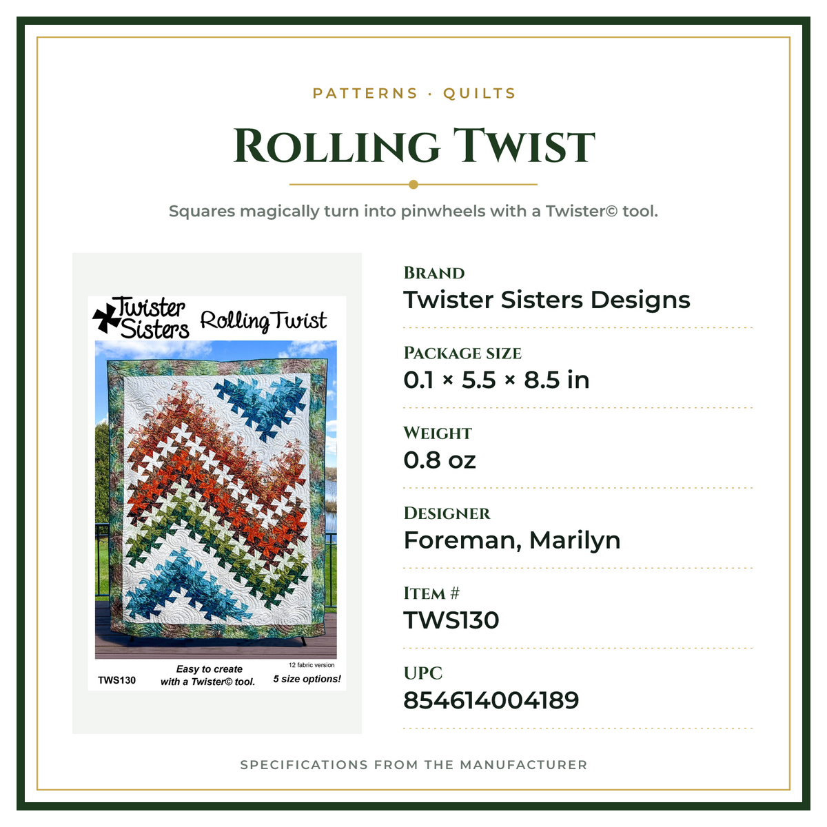 Product Specifications – Rolling Twist