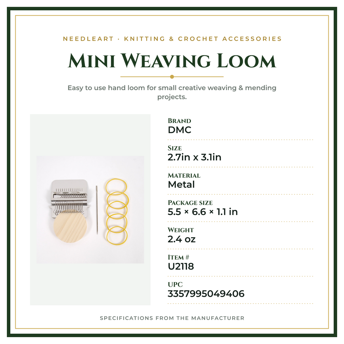 Product Specifications – Mini Weaving Loom