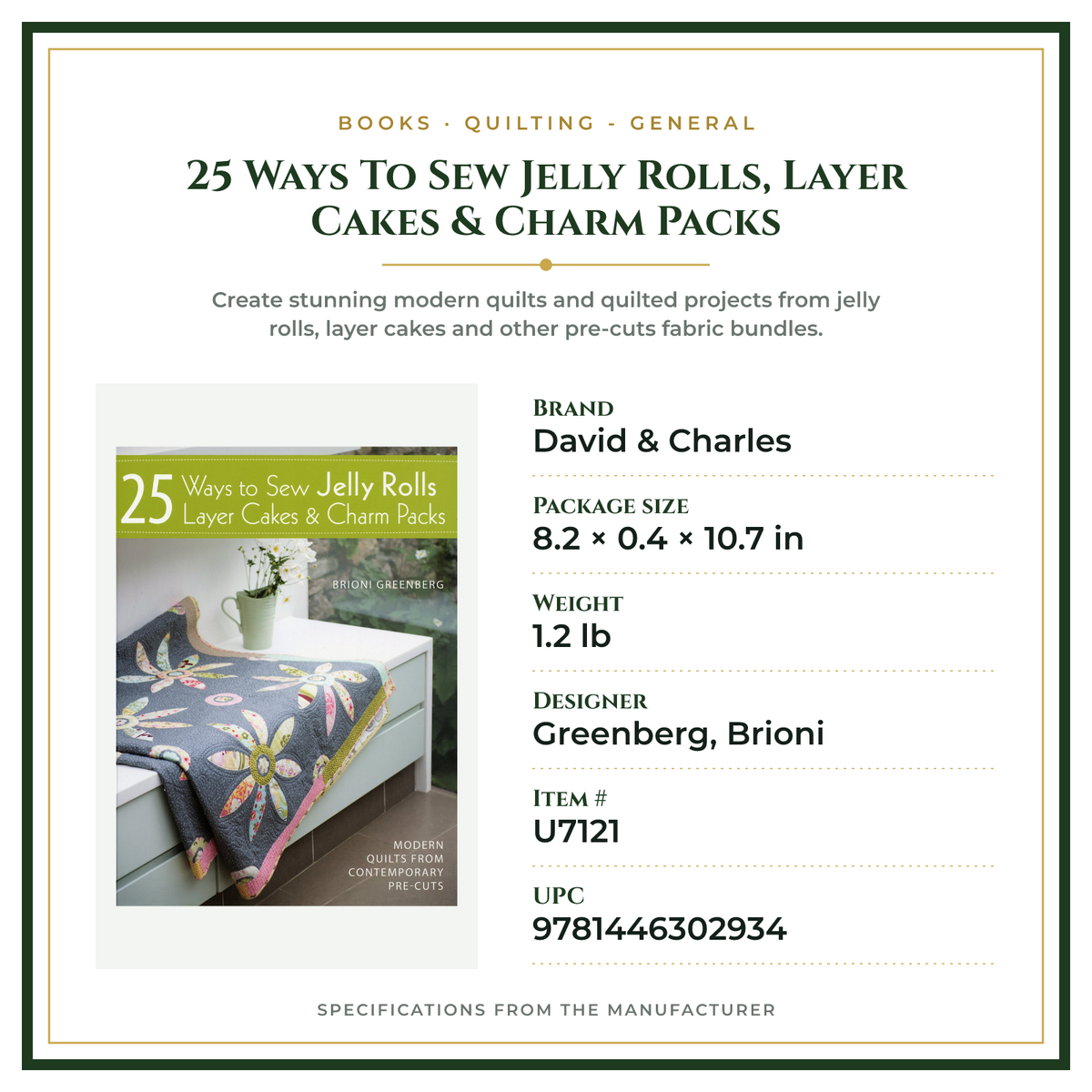 Product Specifications – 25 Ways To Sew Jelly Rolls, Layer Cakes & Charm Packs