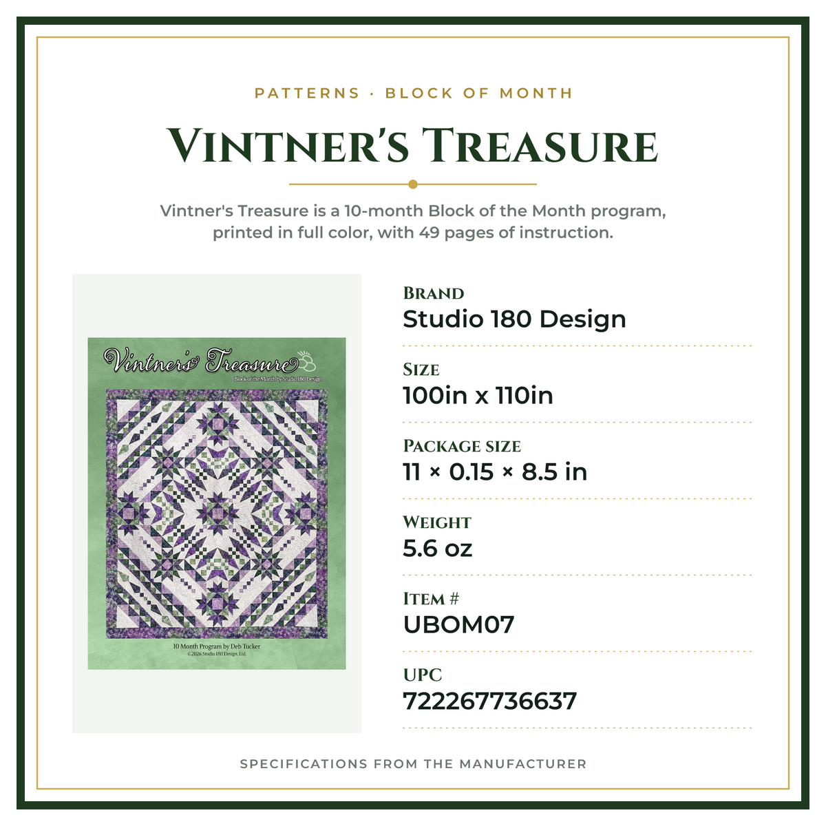 Product Specifications – Vintner's Treasure
