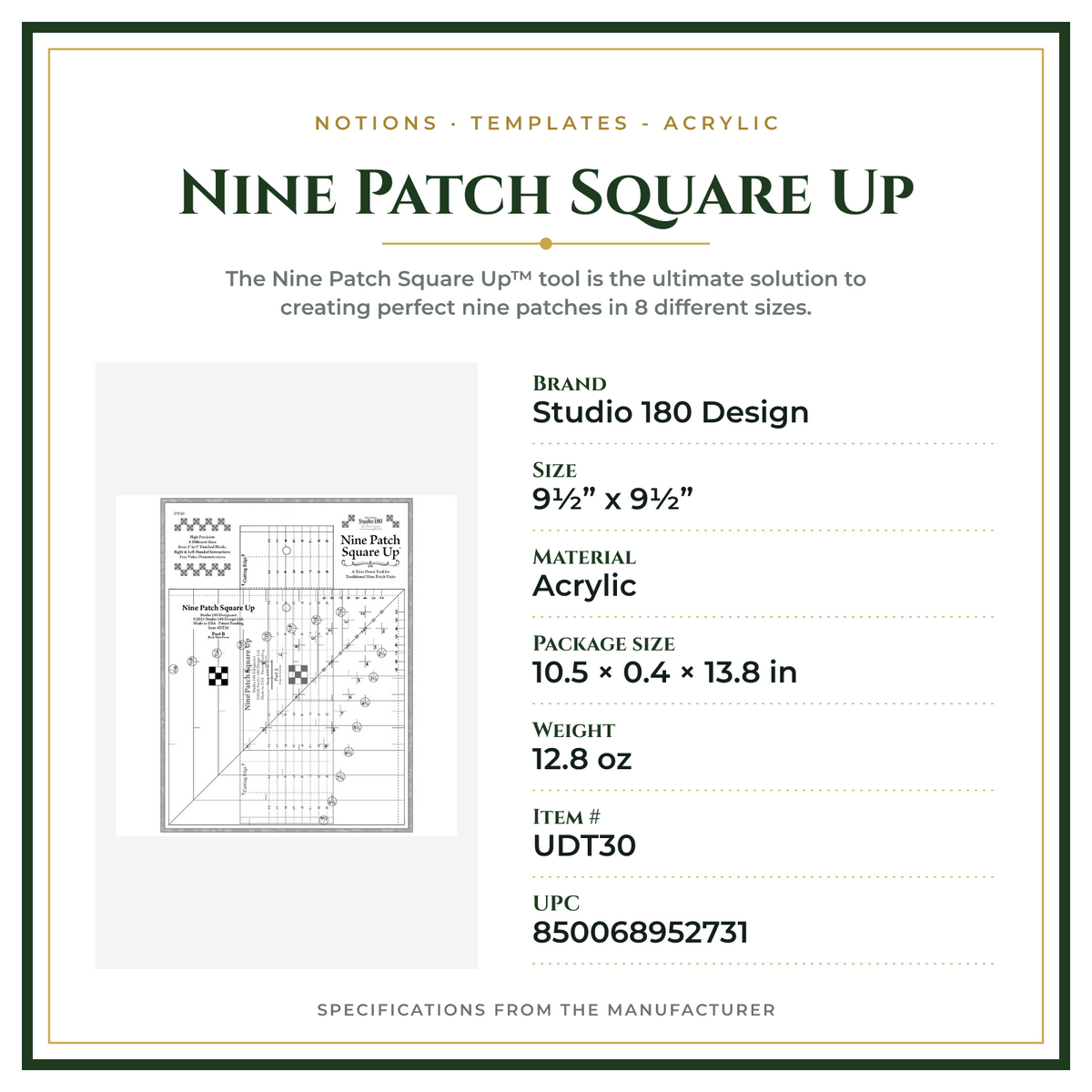 Product Specifications – Nine Patch Square Up