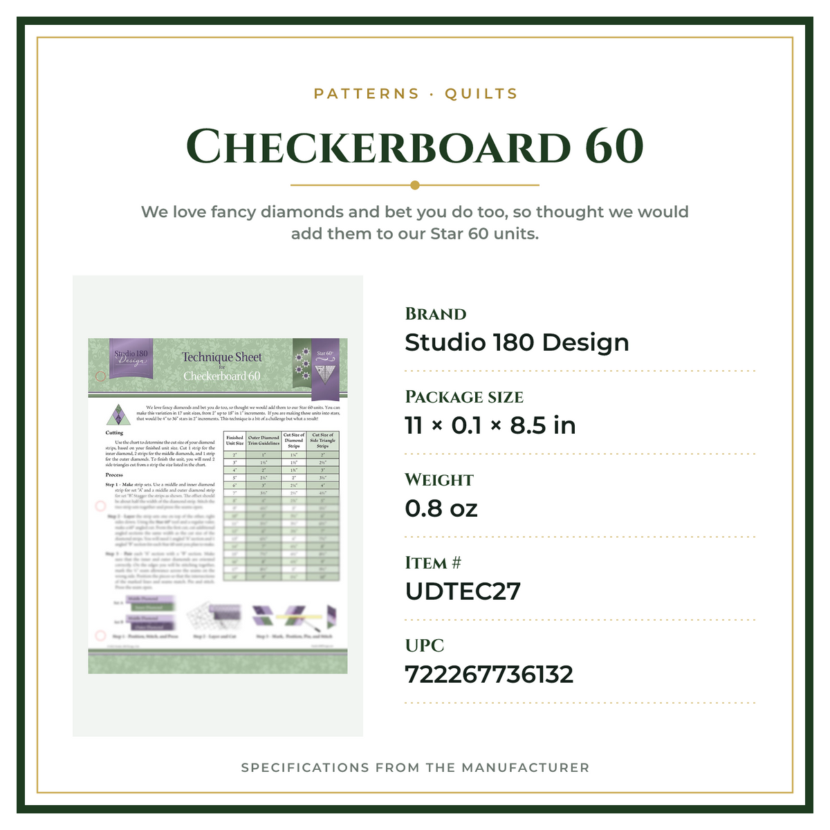 Product Specifications – Checkerboard 60
