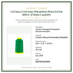 Product Specifications – Ultima Cotton Wrapped Polyester 40wt 2743m Canopy