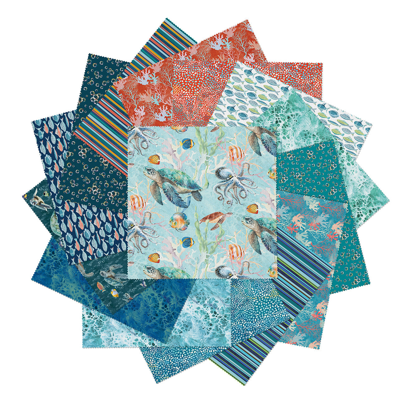 10in Squares Under the Sea 42pcs/bundle