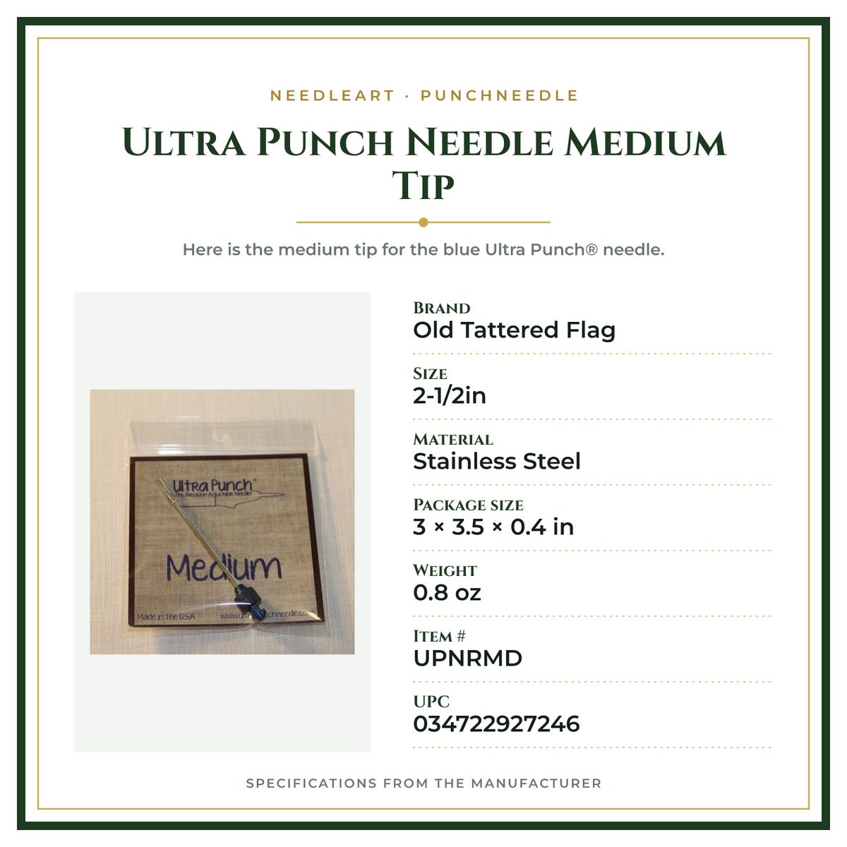 Product Specifications – Ultra Punch Needle Medium Tip