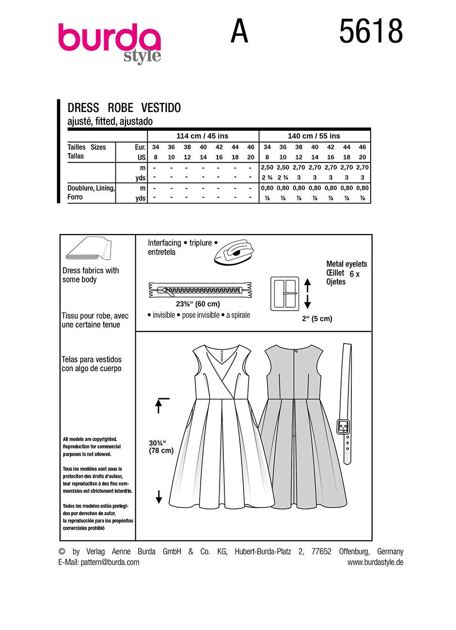 Burda Style Women's Vintage Fifties Dress #5618