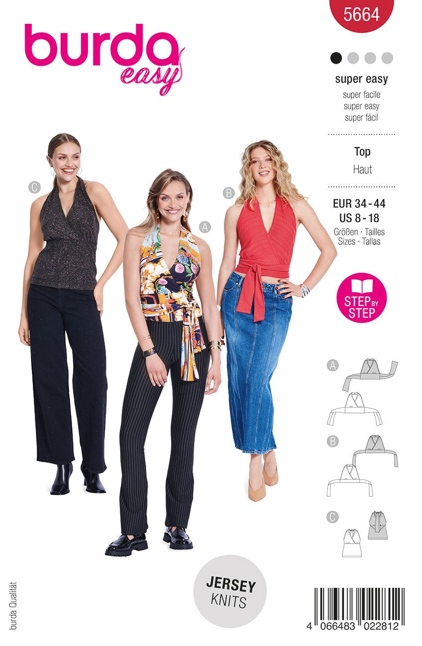Burda Style Women's Jersey Tops #5664 Super Easy