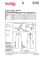 Burda Style Women's Pants #5743 Easy