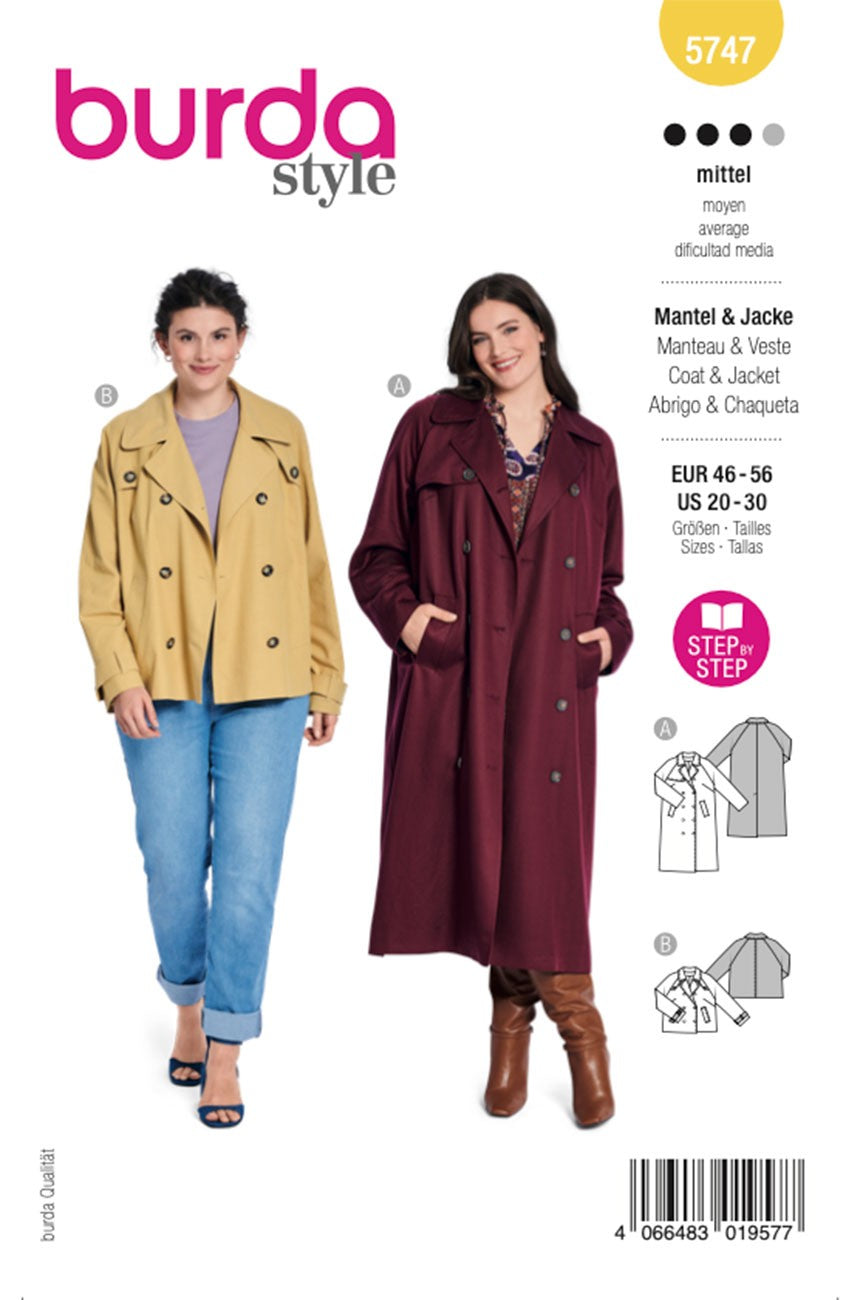 Burda Style Women's Coat & Jacket #5747 Curvy Size