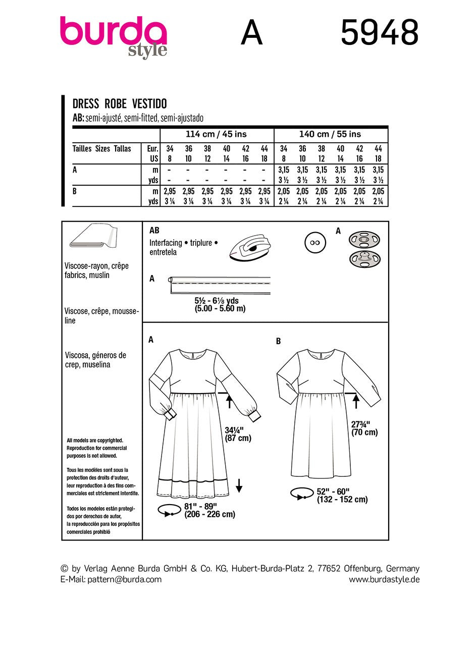 Burda Style Women's Dress #5948