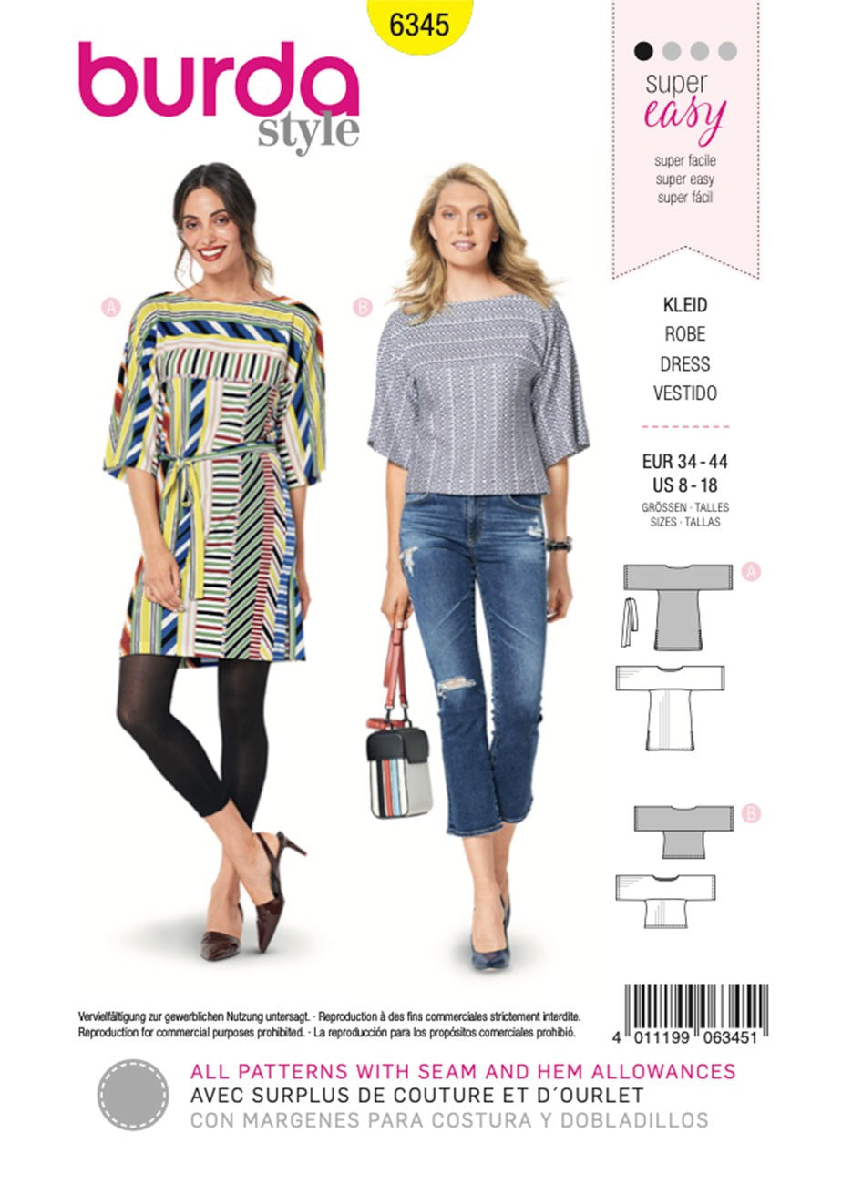 Burda Style Women's Dress & Top #6345 Super Easy