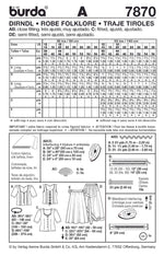 Burda Style Women's Traditional German "Dirndl" Dress #7870