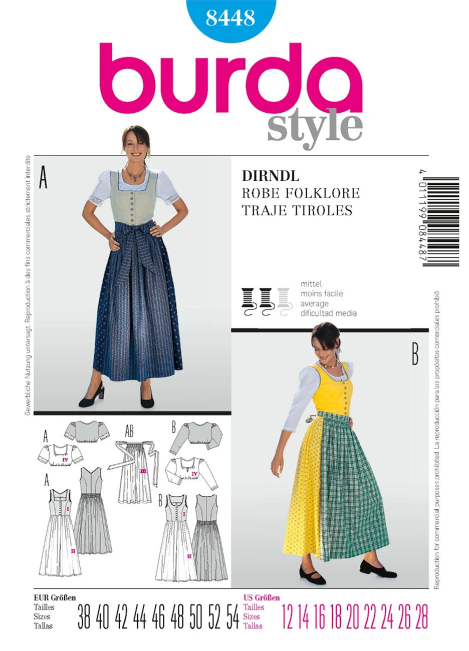 Burda Style Women's Traditional German "Dirndl" Dress #8448