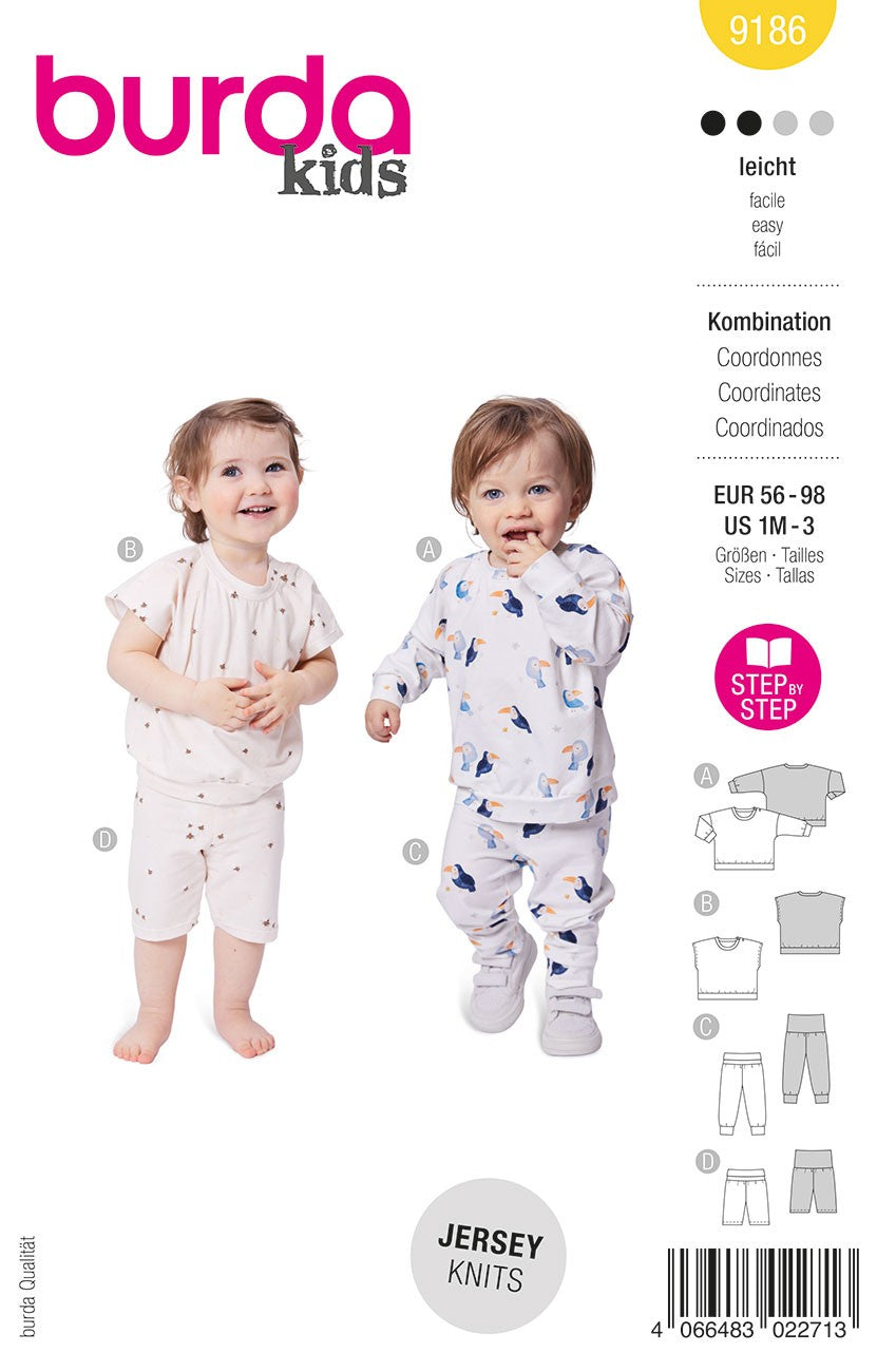 Burda Style Baby Set for Jersey Knits #9186 Easy