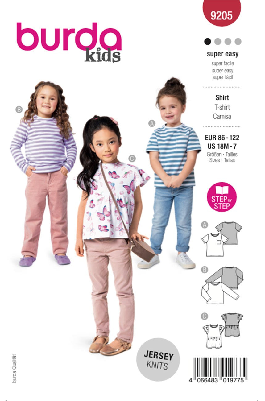 Burda Style Kid's T-Shirt for Jersey Knits #9205 Super Easy