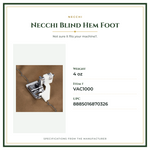 Product Specifications – Necchi Blind Hem Foot