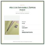 Product Specifications – Necchi Invisible Zipper Foot