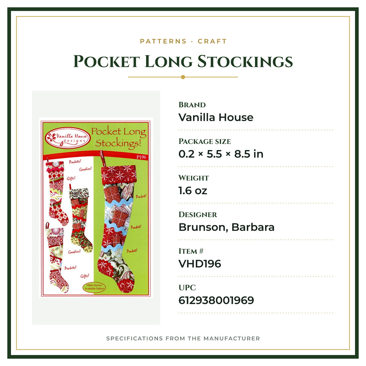 Product Specifications – Pocket Long Stockings