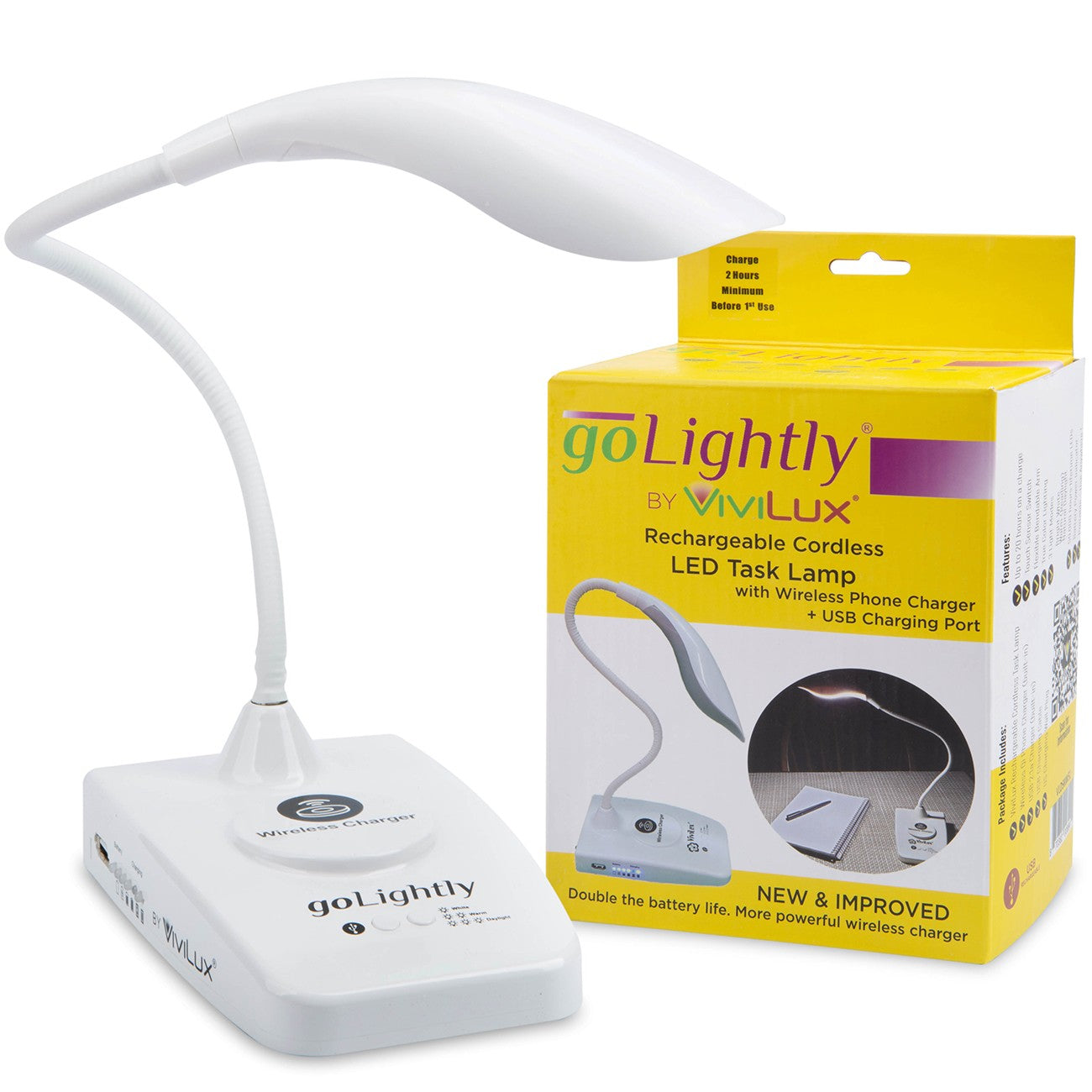 goLightly by ViviLux Task Lamp w Wireless CellPhone Charger