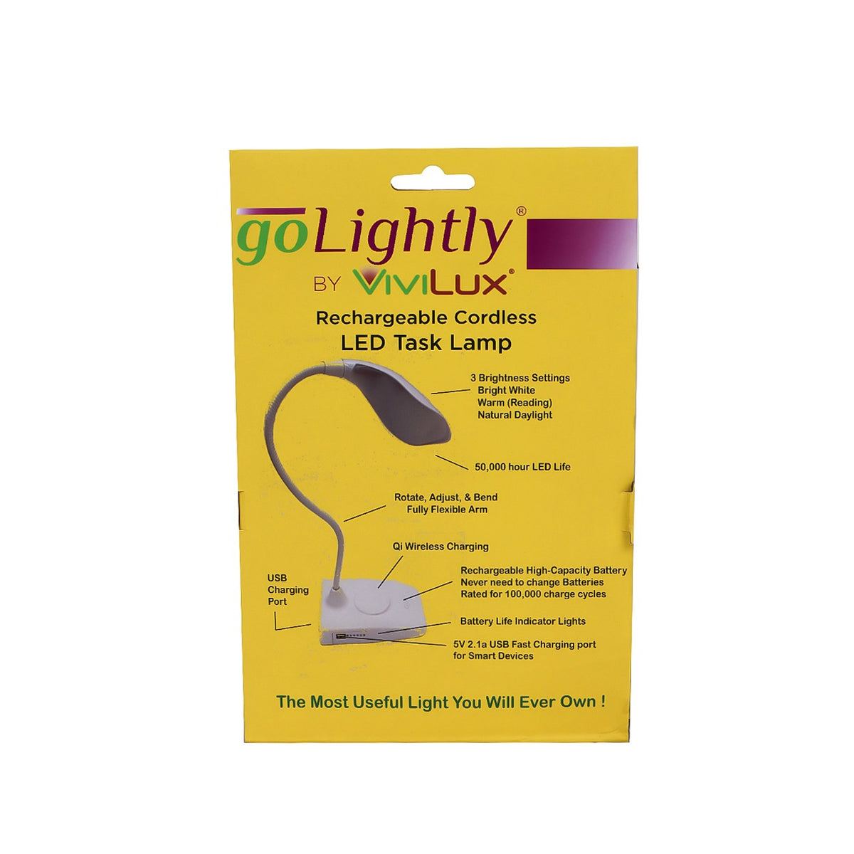goLightly by ViviLux Task Lamp w Wireless CellPhone Charger