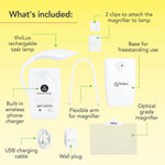 goLightly by ViviLux Task Lamp with 6in x 4in Optical Grade 3x Magnifier