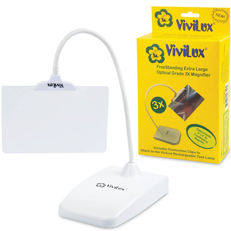 ViviLux 6in x 4in Optical Grade 3x Magnifier on FreeStanding Base