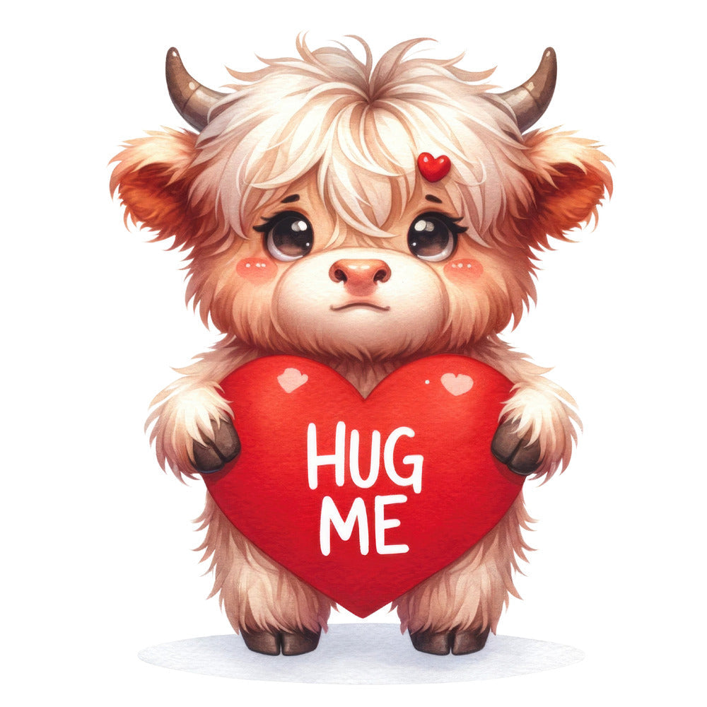 Valentine Highland Cow Fabric Panel 1