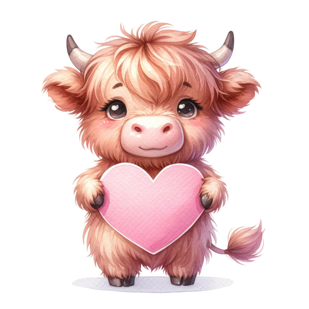 Valentine Highland Cow Fabric Panel 10