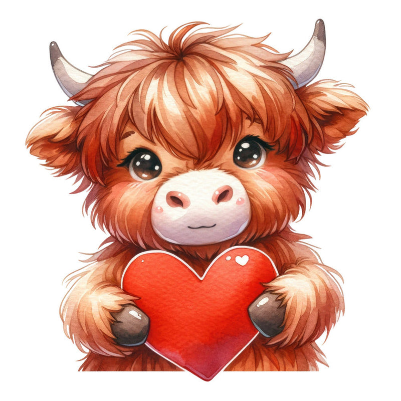 Valentine Highland Cow Fabric Panel 11