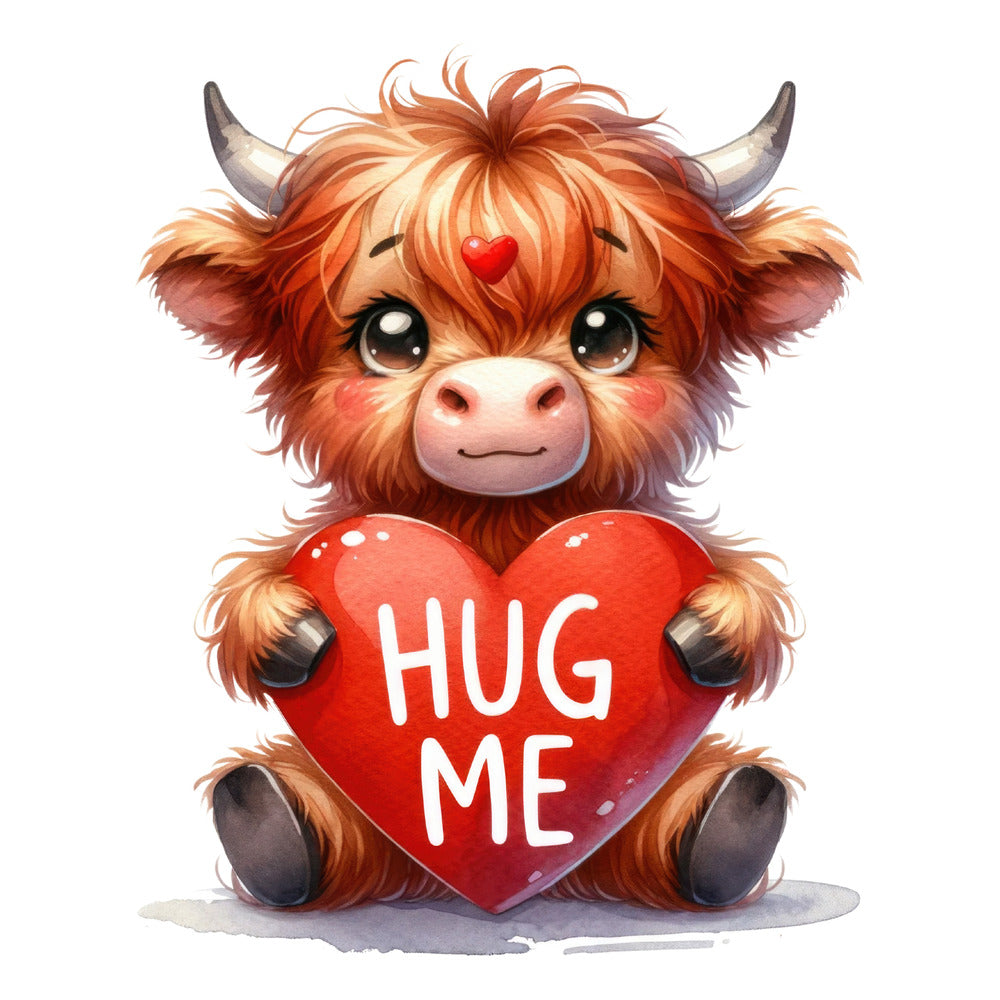 Valentine Highland Cow Fabric Panel 2
