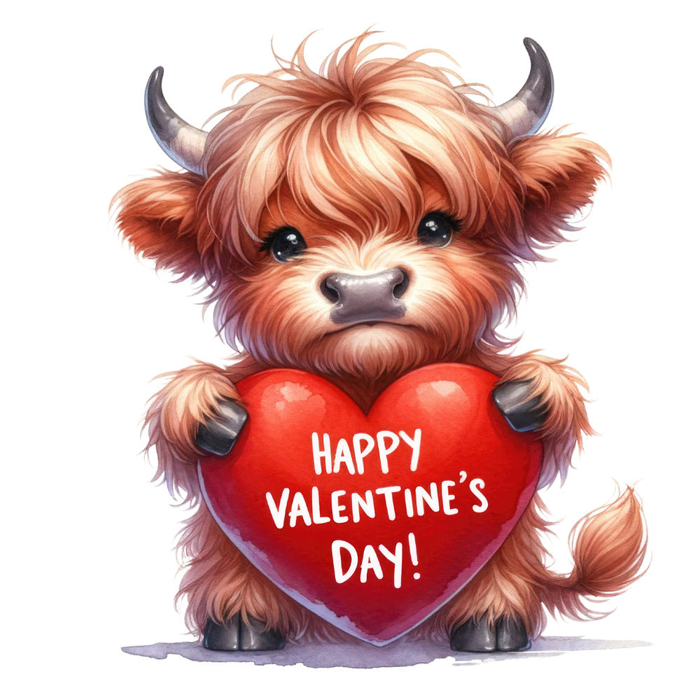Valentine Highland Cow Fabric Panel 4