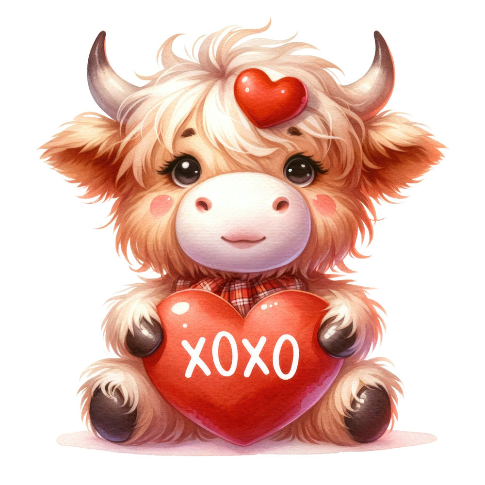 Valentine Highland Cow Fabric Panel 5