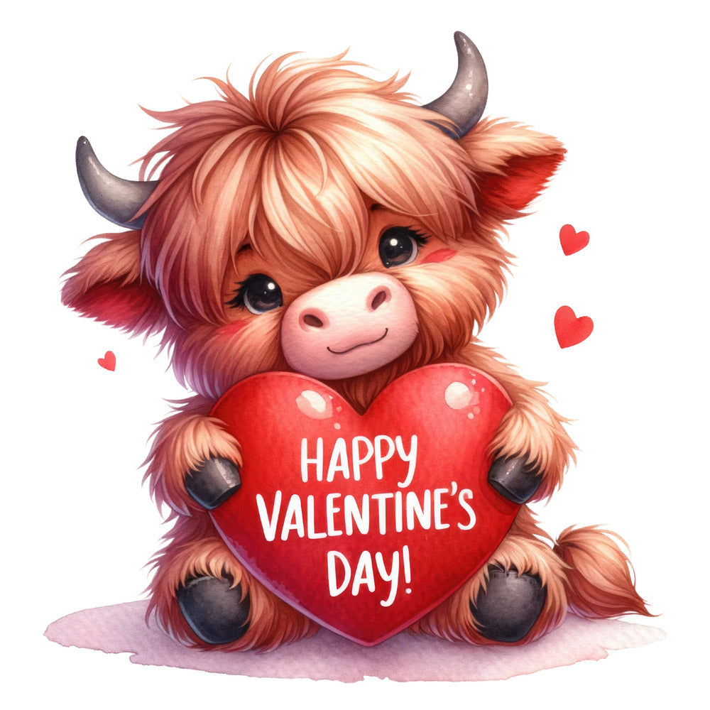 Valentine Highland Cow Fabric Panel 6