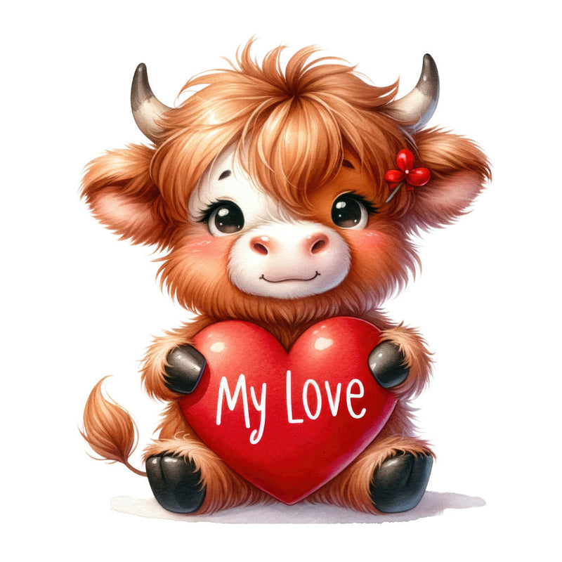 Valentine Highland Cow Fabric Panel 8