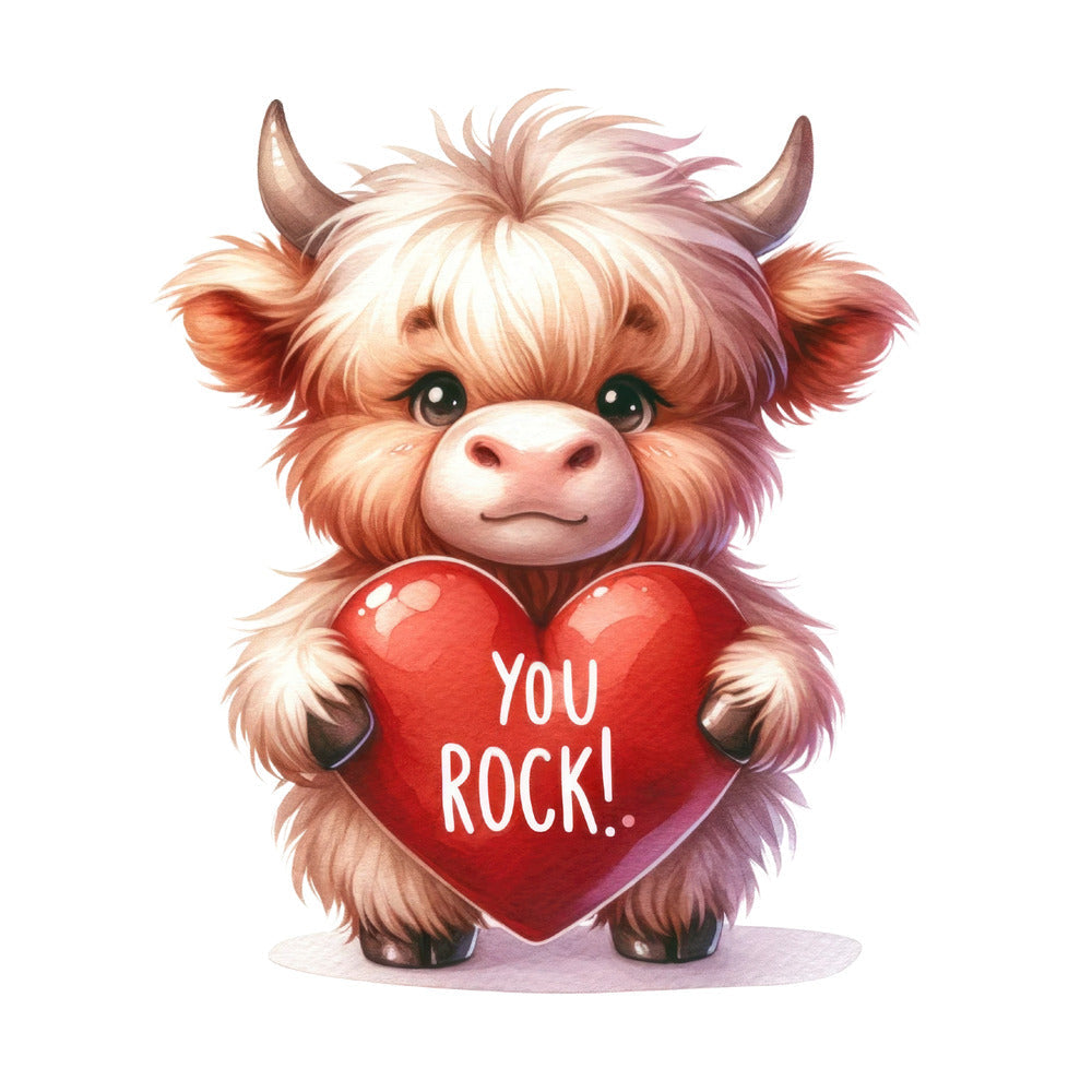 Valentine Highland Cow Fabric Panel 9