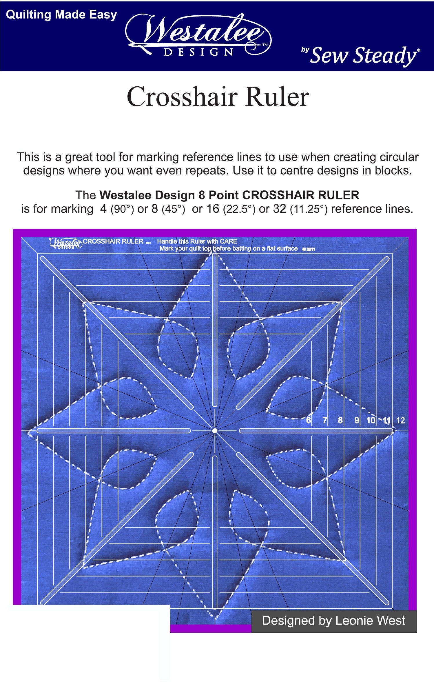 Westalee Crosshair Square 8 Point Template 12-1/2in 8 Point